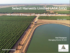 Select Harvests PAC Partners Westpac AgFood Conference July 2021